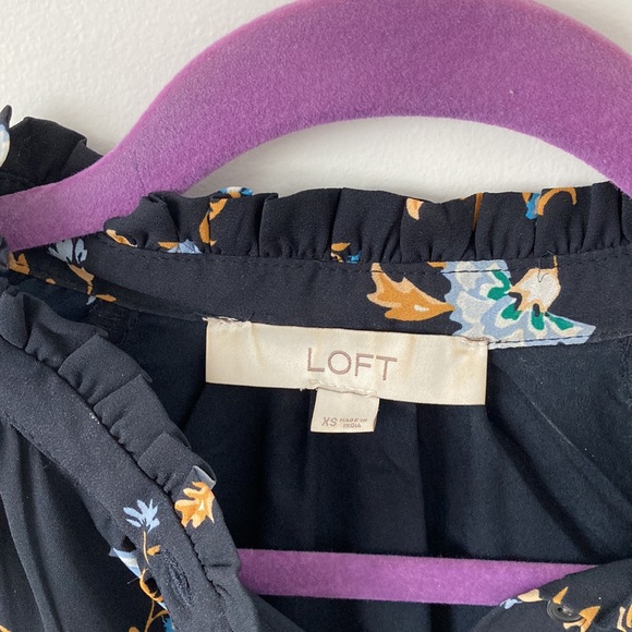 Loft Floral Print Shift Ruffle Dress - Picture 2 of 5